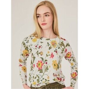 J. Society Floral Sweater in Medium White Knit Sweater